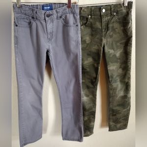 Old Navy boys light grey and camo colored denim pants lot size 12